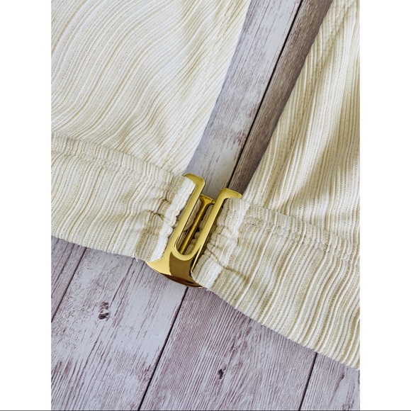 🔆 Mynah Ribbed Womens Metallic Textured Cap Sleeve Bikini Top - Picture 5 of 9